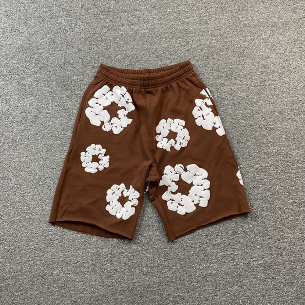 Denim Tears Classic White Garland Athletic Brown Shorts